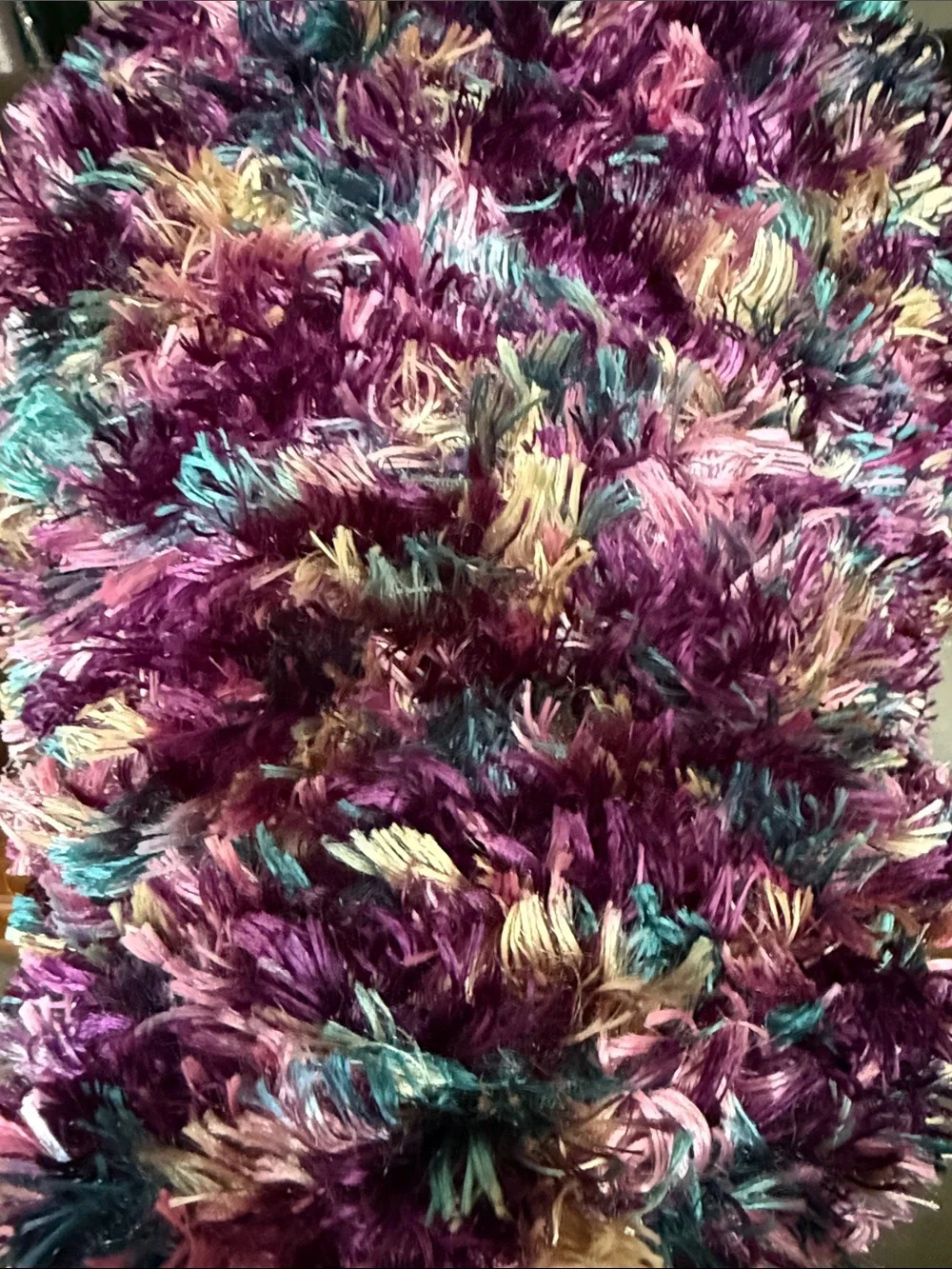 Plush Multicolor Knit Beanie Hat - Purple/Pink/Teal/Burgundy. Women's One Size.
